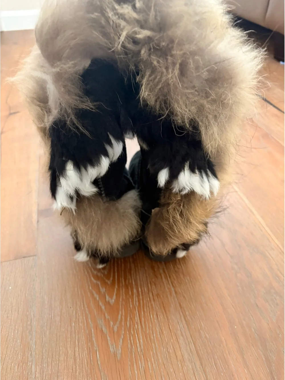 UGG Black Suede Fur Trim Boots Cozy Winter Fashion Size 7